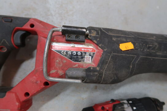 2 stk. akku håndværktøj MILWAUKEE M18 CBLDD, M18 FSZ