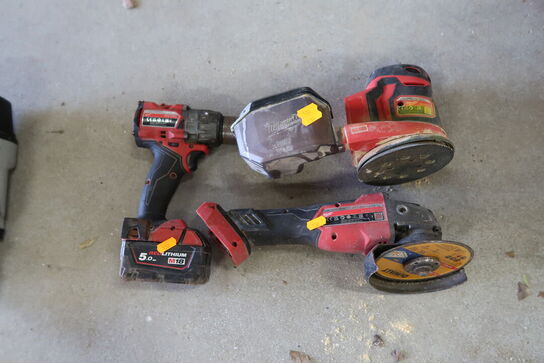 3 stk. akku håndværktøj MILWAUKEE M18 FSAG125X, M18 BOS125, M18 FPD3