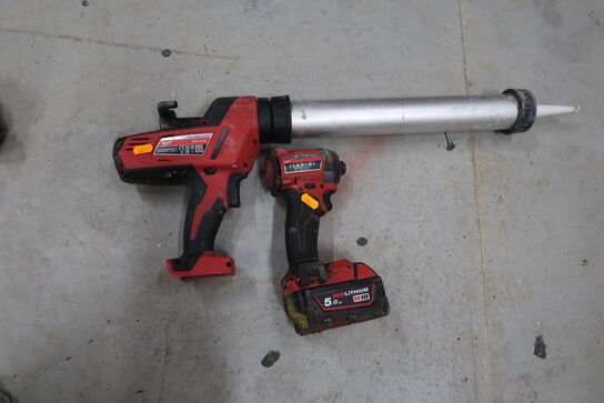 2 stk. akku håndværktøj MILWAUKEE M18 FID3, C18 PCG