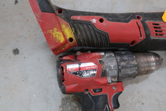 2 stk. akku håndværktøj MILWAUKEE M18 FPD2, M18 BMT