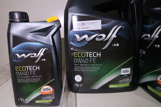 4 dunke olie WOLF 0W40 FE 1L, 5L