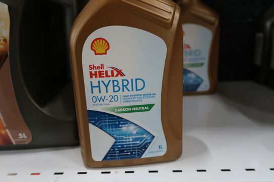 7 dunke olie SHELL HELIX Hybrid 0W-20 1L