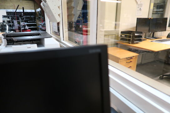 2 stk. computerskærme SAMSUNG, bonprinter, tastatur, mus, computer, headset