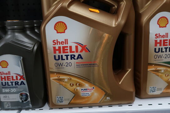 2 dunke olie SHELL HELIX Ultra 0W-20 5L