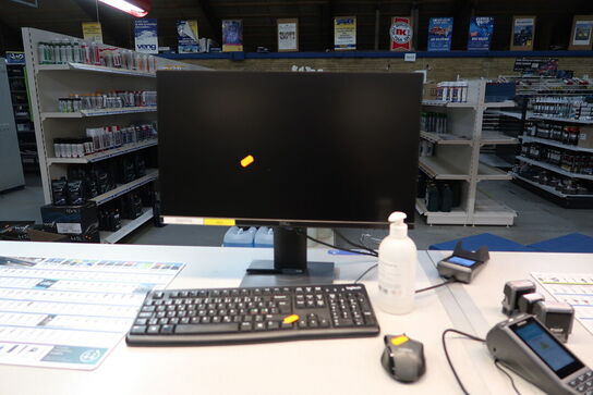 Computerskærm DEL P2419H med computer, tastatur og mus