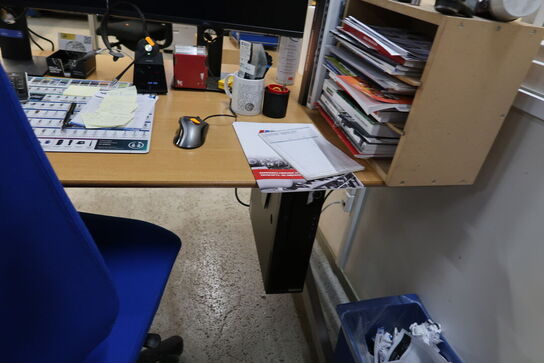 El. hæve/sænke skrivebord uden indhold samt kontorstol