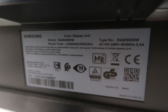 2 stk. Computerskærme, Lenovo & Samsung