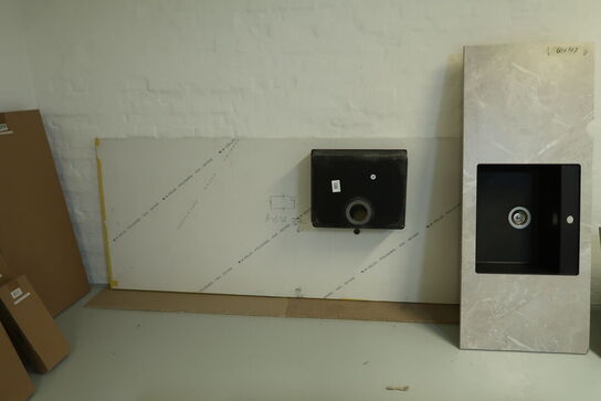 3 stk. Bordplader med vask