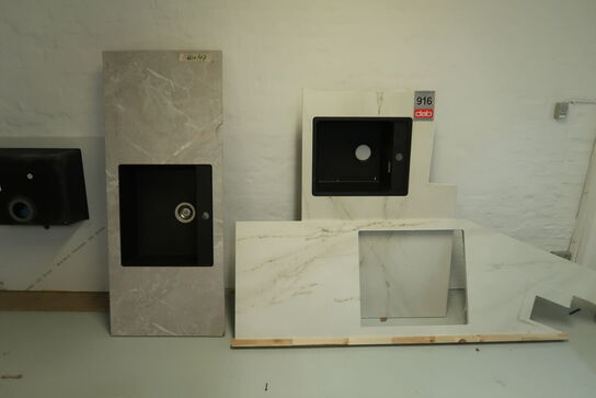 3 stk. Bordplader med vask