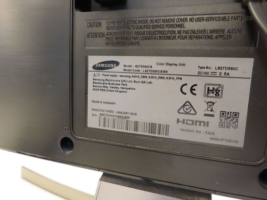 2 stk. 27" monitorer, Samsung S27F354FHU/S27D5590CS, tastatur og mus