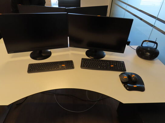 2 stk. 27" monitorer, Lenovo C27-35, radio, tastatur og mus