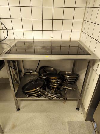 Bord i rustfri stål m. AEG induktionsplade
