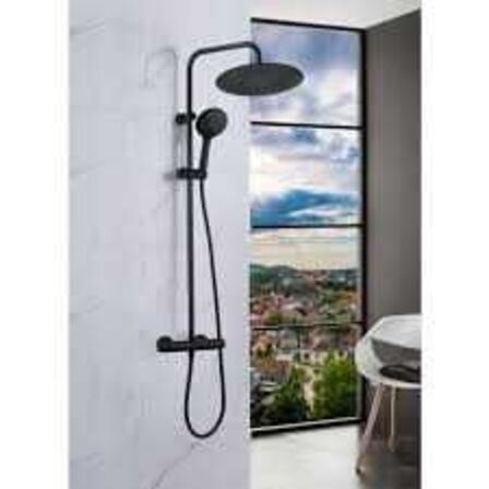 Bluerain brusesæt Lux mat sort m/termostat 