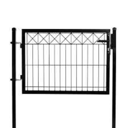 Låge for panelhegn med deko "X", 750 x 1000 mm inkl. stolper, sort