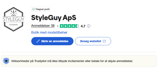 Styleguy.dk / komplet webshop inkl. hjemmeside, facebookside mv. (MOMSFRI)