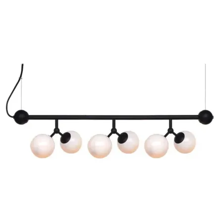 Halo Design atom langbordspendel i sort metal med 6 opale glaskugler(ubrugt)
