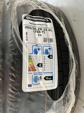 2 stk. dæk CONTINENTAL 285/35 ZR22 XL,  Sportcontact 6