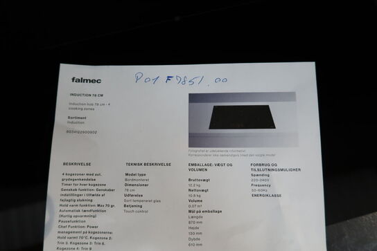 Induktionskogeplade FALMEC 4 zoner 78 cm