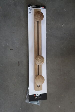 18 stk. Knagerække 3 knopper, 39,5 cm, egetræ