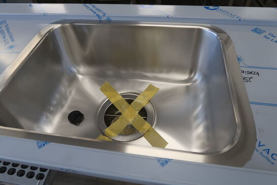 Rustfri stålbord m. vask 160x65xH90cm