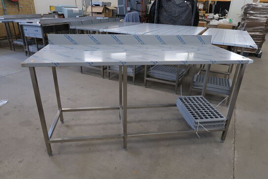 Rustfri stålbord m. bagkant 180x70xH90cm