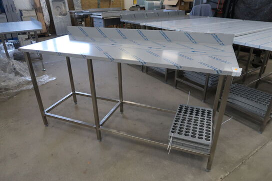 Rustfri stålbord m. bagkant 180x70xH90cm