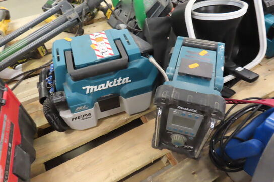 Arbejdsradio samt akku-støvsuger MAKITA