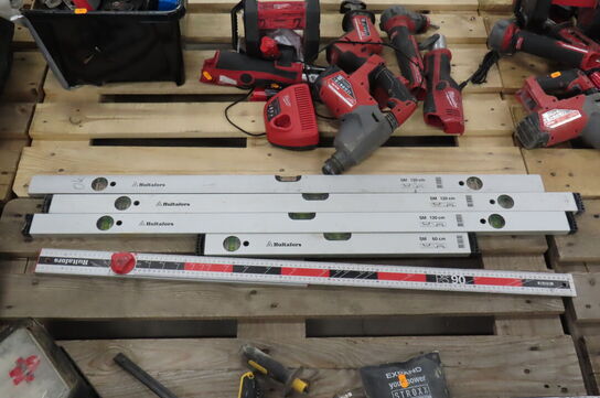 4 stk. Vaterpas samt gipsvinkel