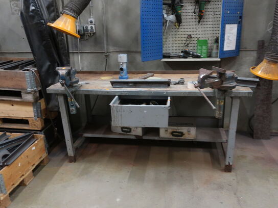 Filebænk m. 2. stk. skruestik m. HEUER-LIFT løftefunktion