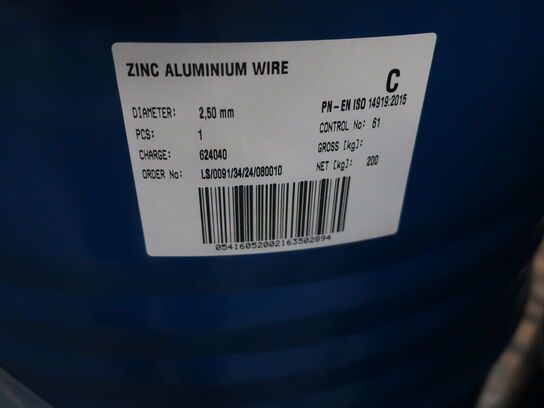 1 tromle metalliseringståd 200 kg Ø2,5mm