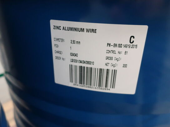 1 tromle metalliseringståd 200 kg Ø2,5mm