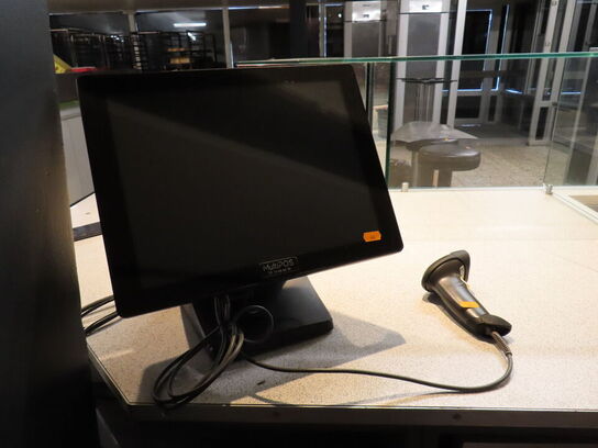 POS terminal med dankortterminal, stregkodescanner og pengeskuffe