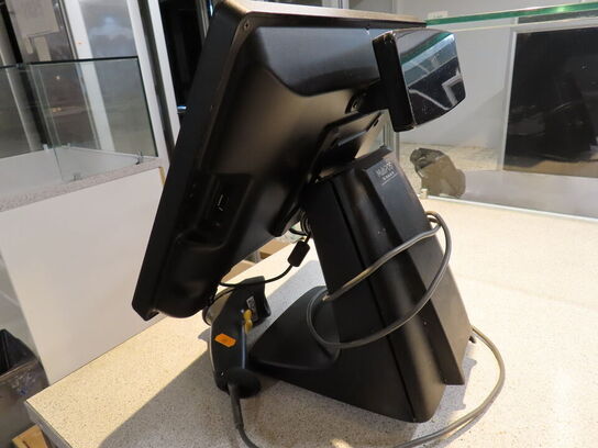 POS terminal med dankortterminal, stregkodescanner og pengeskuffe