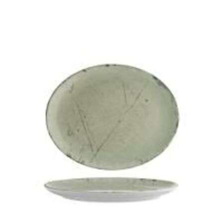 12 stk. Tallerken coupe oval grøn B200 x D162 mm Stone