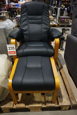 Otium lænestol inkl. fodskammel - sort PU-læder 