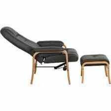 Otium lænestol inkl. fodskammel - sort PU-læder 