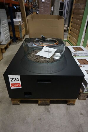 Larvik rektangulær ildbord med rund glas - sort 