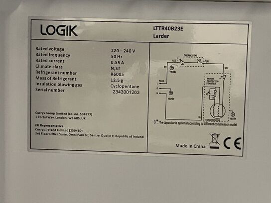 Køleskab LOGIK LTTR40B23E