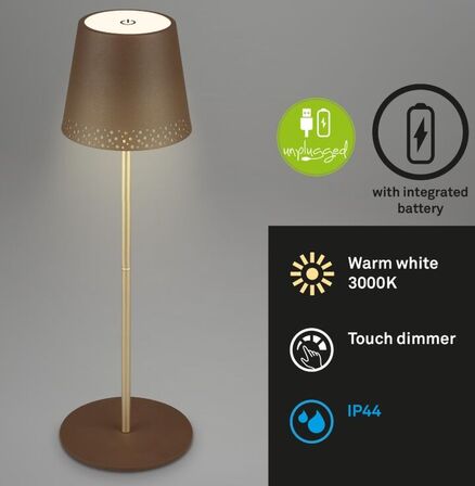 2 stk. briloner udendørs genopladelig 38 cm brun-guld(ubrugt)