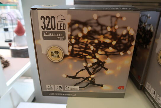 3 pk. LED lyskæde ude & inde 24 meter 320 LED lys varm hvid