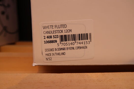 Royal Copenhagen Hvid Riflet lysestage 12 cm