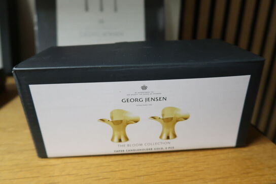 Georg Jensen Bloom lysestage 2 stk. forgyldt