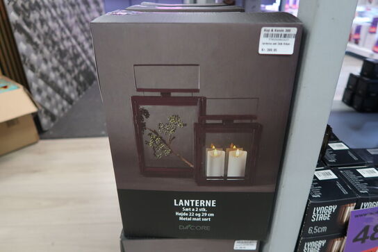 2 pk. Lanterne sæt metal sort H22 + H29 cm 2 stk.