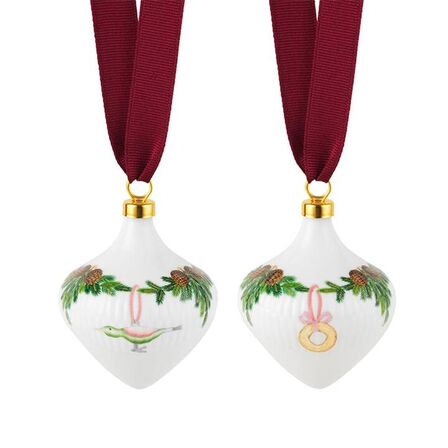 Royal Copenhagen Stjerne Riflet Jul ornamentsæt 2 stk.