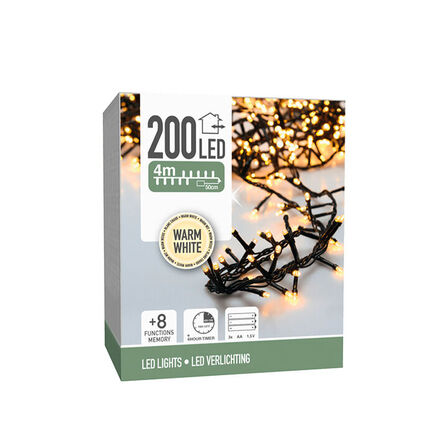 3 pk. Klyngelyskæde ude & inde 200 LED