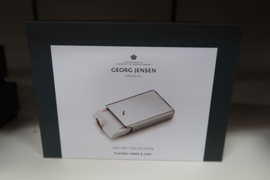 2 stk. Georg Jensen SKY kortspil i hylster i stål og læder