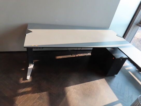 El. hæve/sænke skrivebord med sidebord og skuffemodul