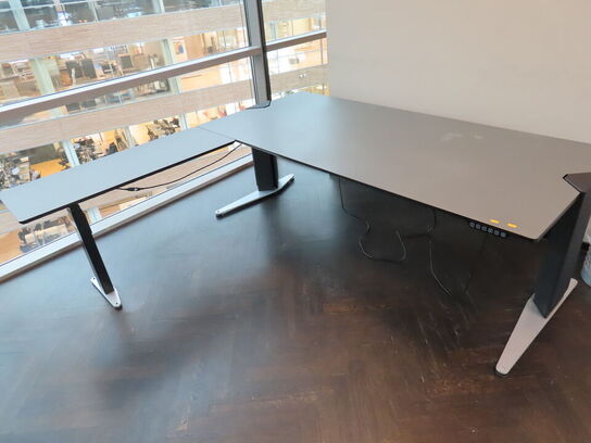 El. hæve/sænke skrivebord med sidebord og skuffemodul