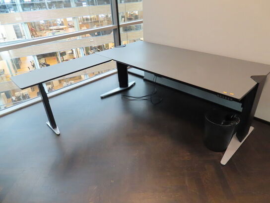 El. hæve/sænke skrivebord med sidebord og skuffemodul