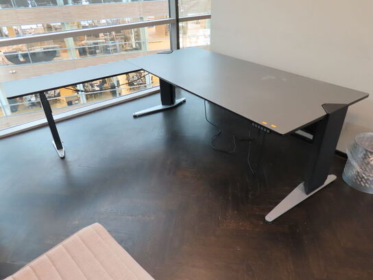 El. hæve/sænke skrivebord med sidebord og skuffemodul